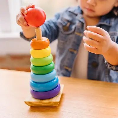 Jouet en Bois - WoodenToys™ - Tour arc - en - ciel - Bébé Chérie