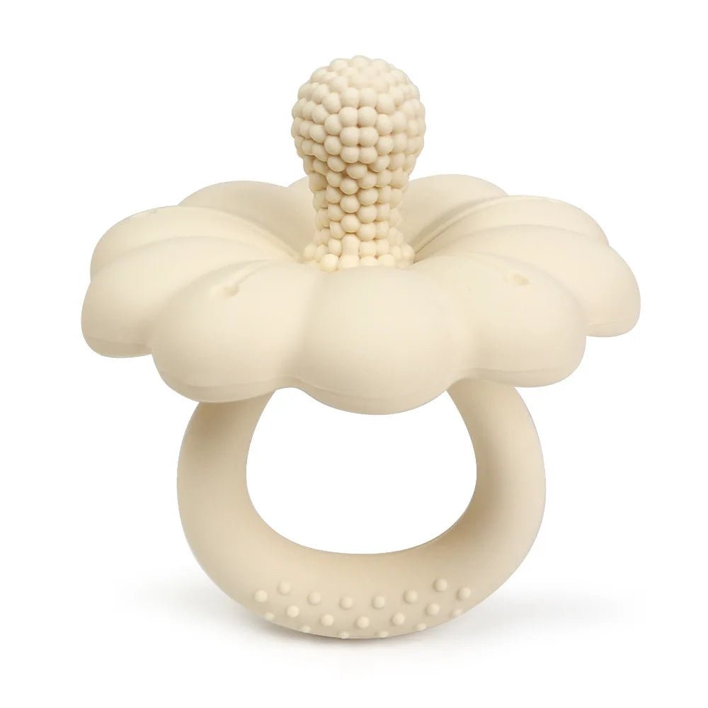 anneau de dentition bébé fleur beige