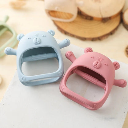 anneau de dentition bébé ours bleu rose