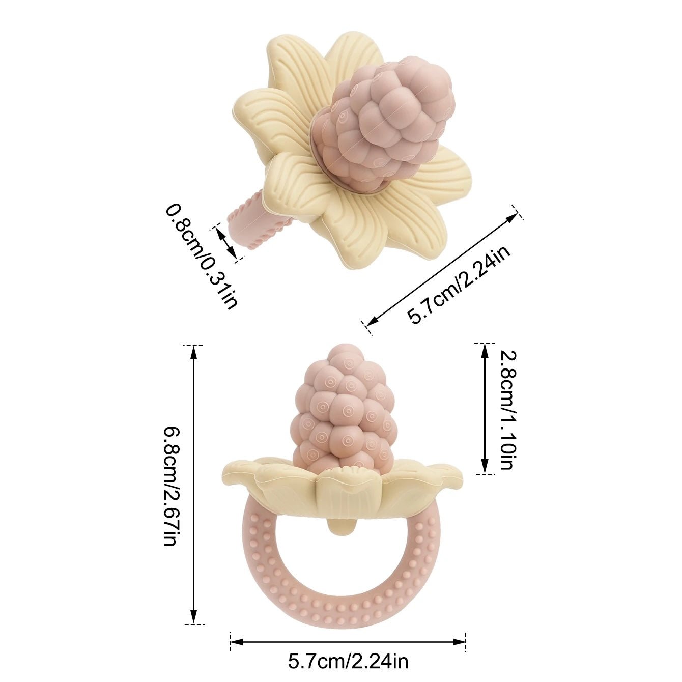 anneau de dentition réfrigérant fleur raisin dimension
