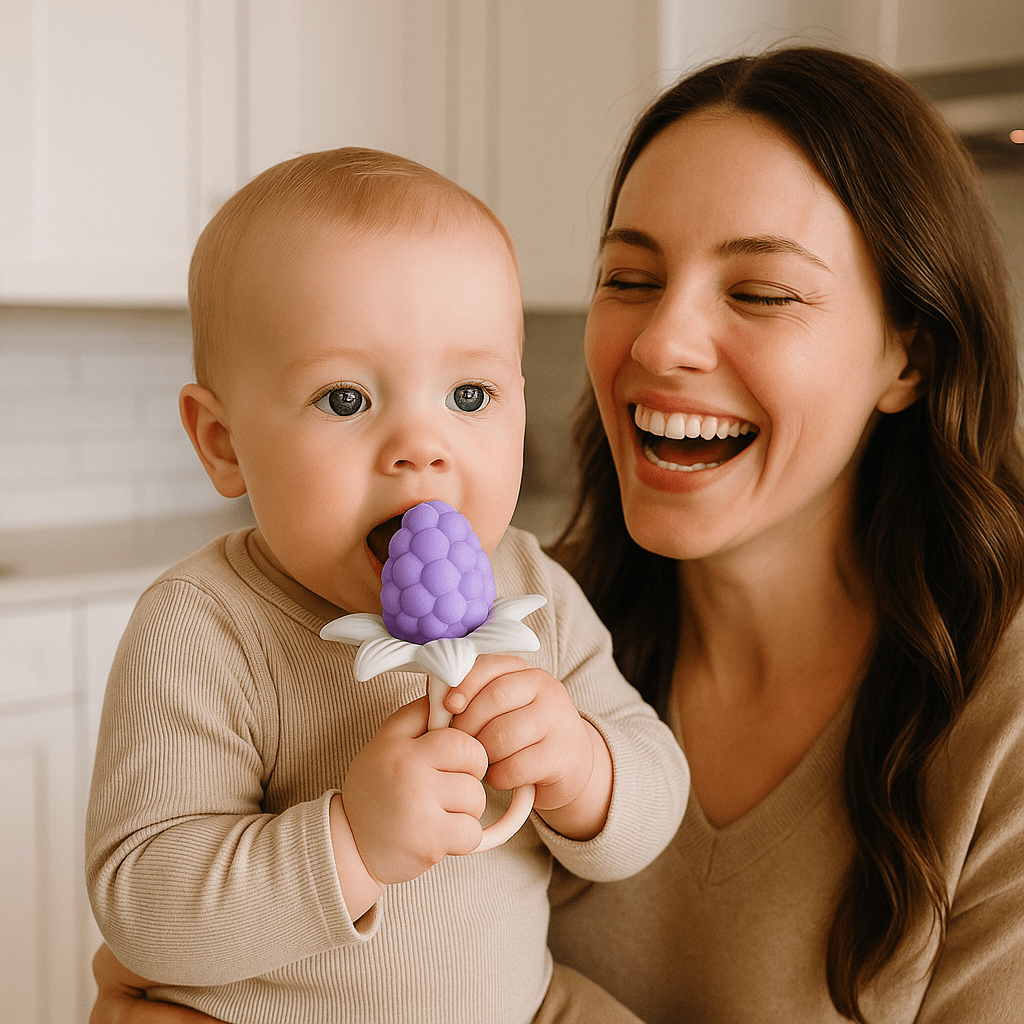 anneau de dentition réfrigérant fleur raisin maman mauve 
