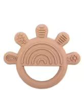 anneau dentition bebe soleil arc-en-ciel maron 