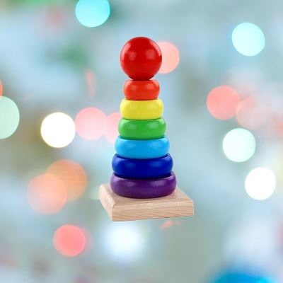 Jouet en Bois - WoodenToys™ - Tour arc - en - ciel - Bébé Chérie