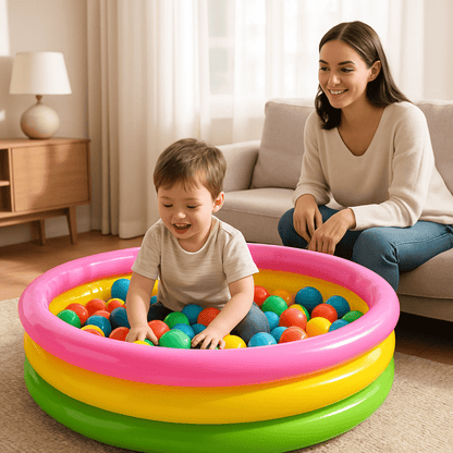Piscine à balle Arc en ciel garçon maman salon