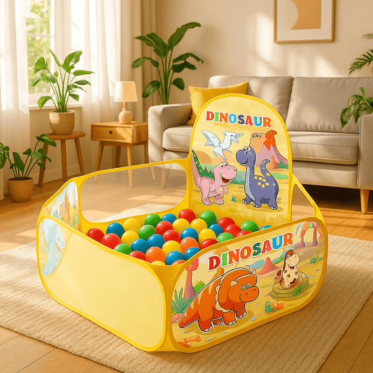 Piscine a balle bebe Dinosaures jaune balles salon