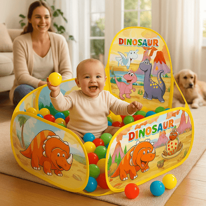 Piscine a balle bebe Dinosaures maman regarde bébé