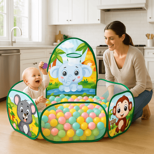 Piscine à balle bébé Éléphants maman bébé cuisine
