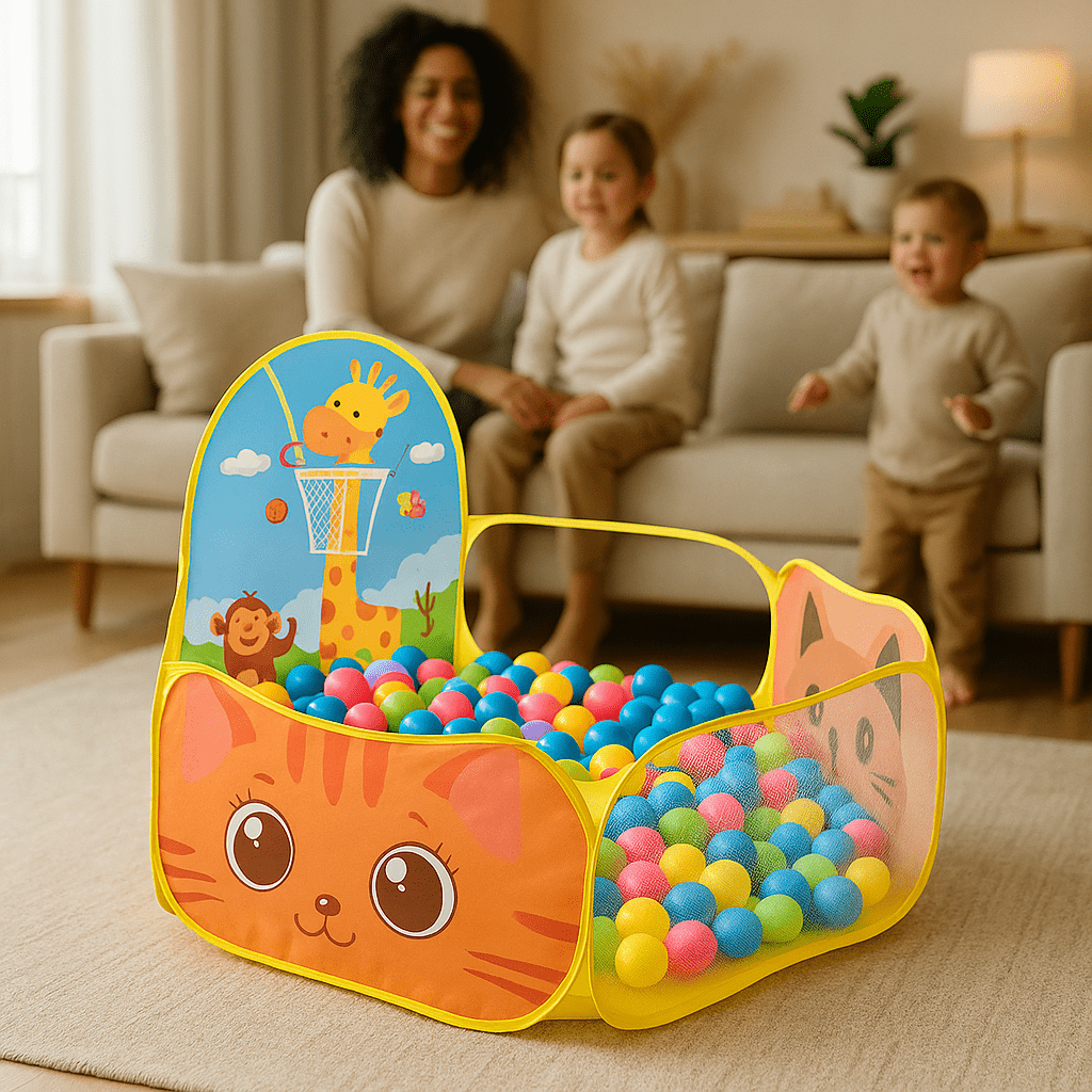 Piscine a balle Girafe 2 enfants jouent