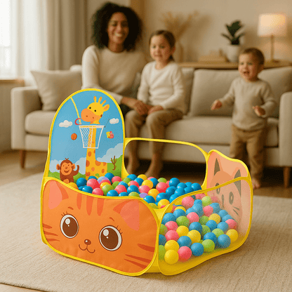 Piscine a balle Girafe 2 enfants jouent