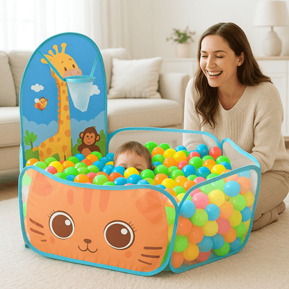 Piscine a balle Girafe bébé caché