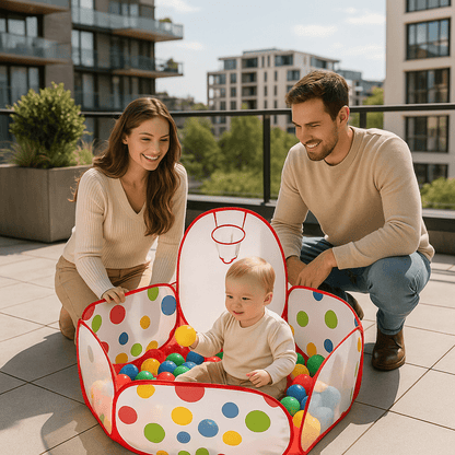Piscine à balle Pois et panier terrasse urbaine