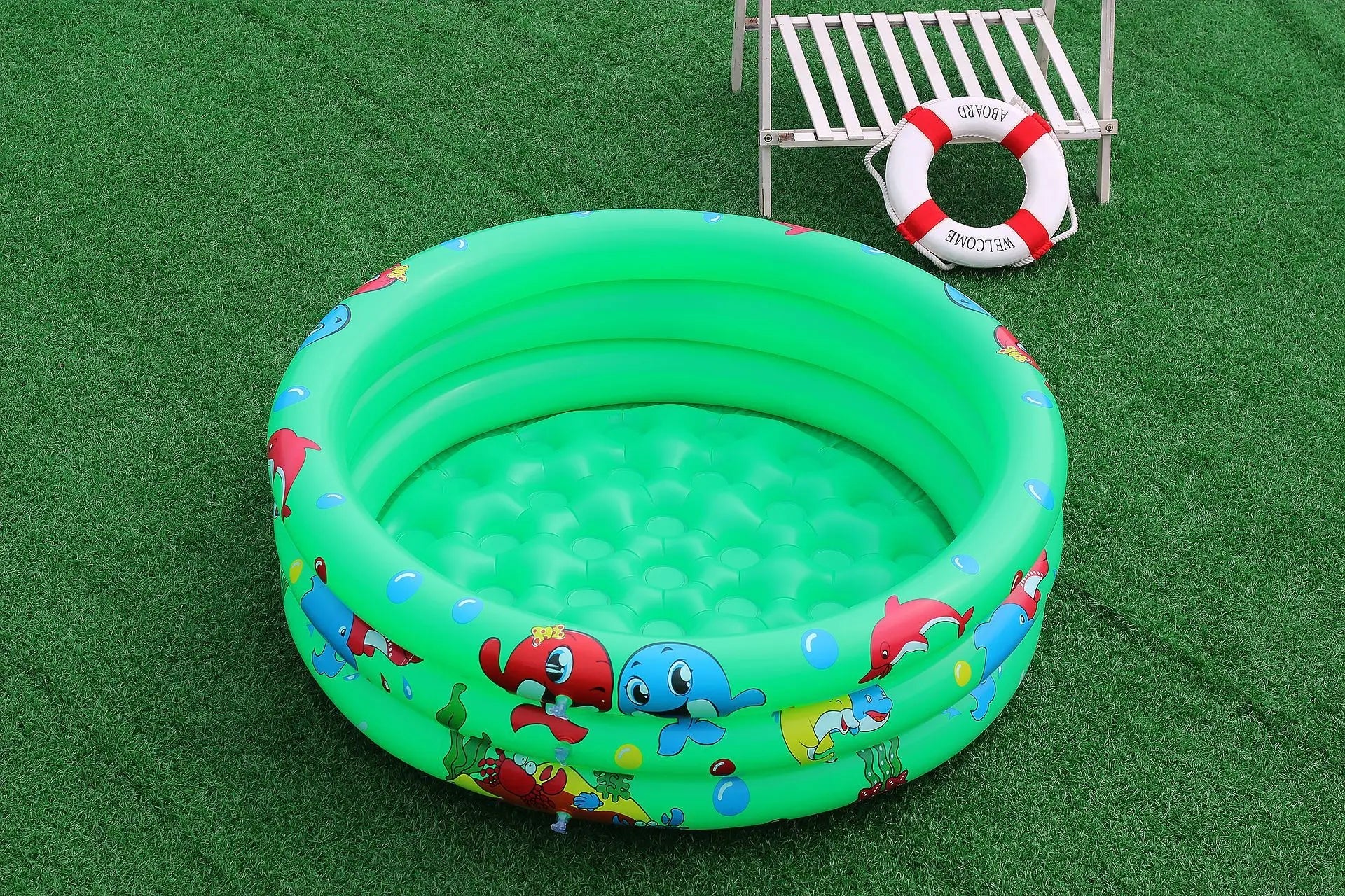 Piscine a balle pour bébé Baleine vert texturé