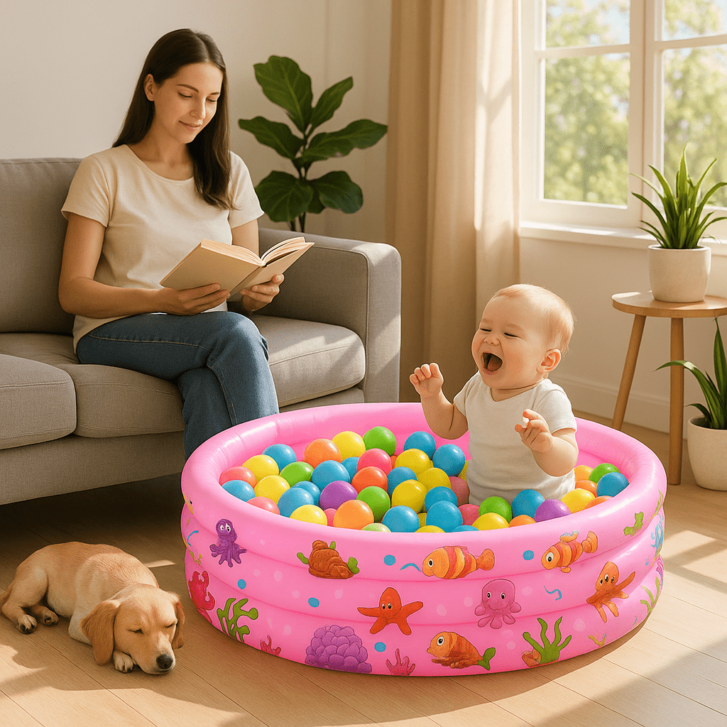 Piscine à balle pour bébé fond marin bébé et chien