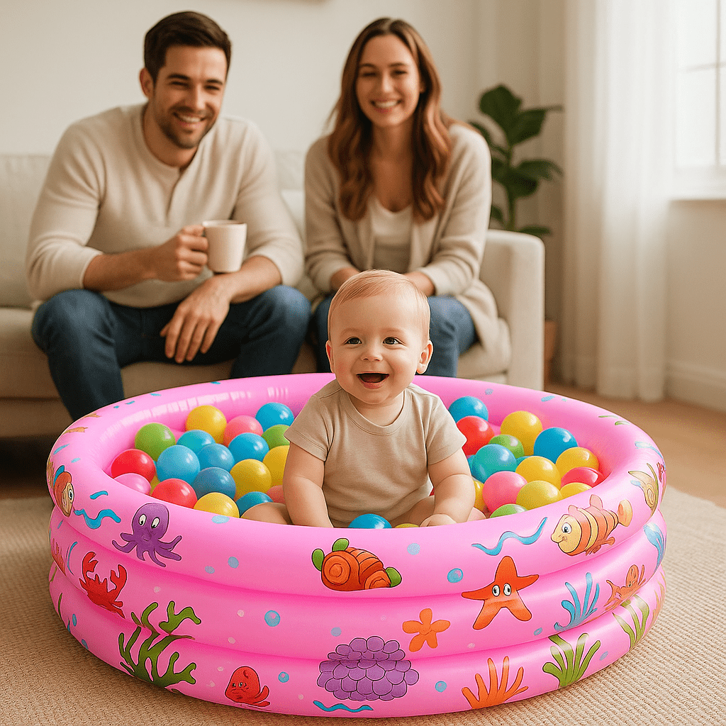 Piscine à balle pour bébé fond marin parents bébé salon