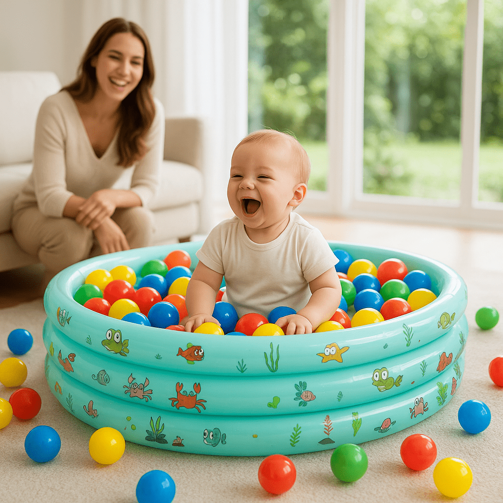 Piscine à balle pour bébé poissons maman  bébé salon
