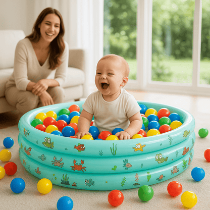 Piscine à balle pour bébé poissons maman  bébé salon