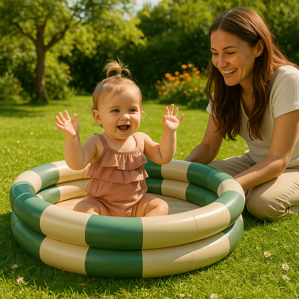 Piscine a balle Rayures vintage bébé maman parc