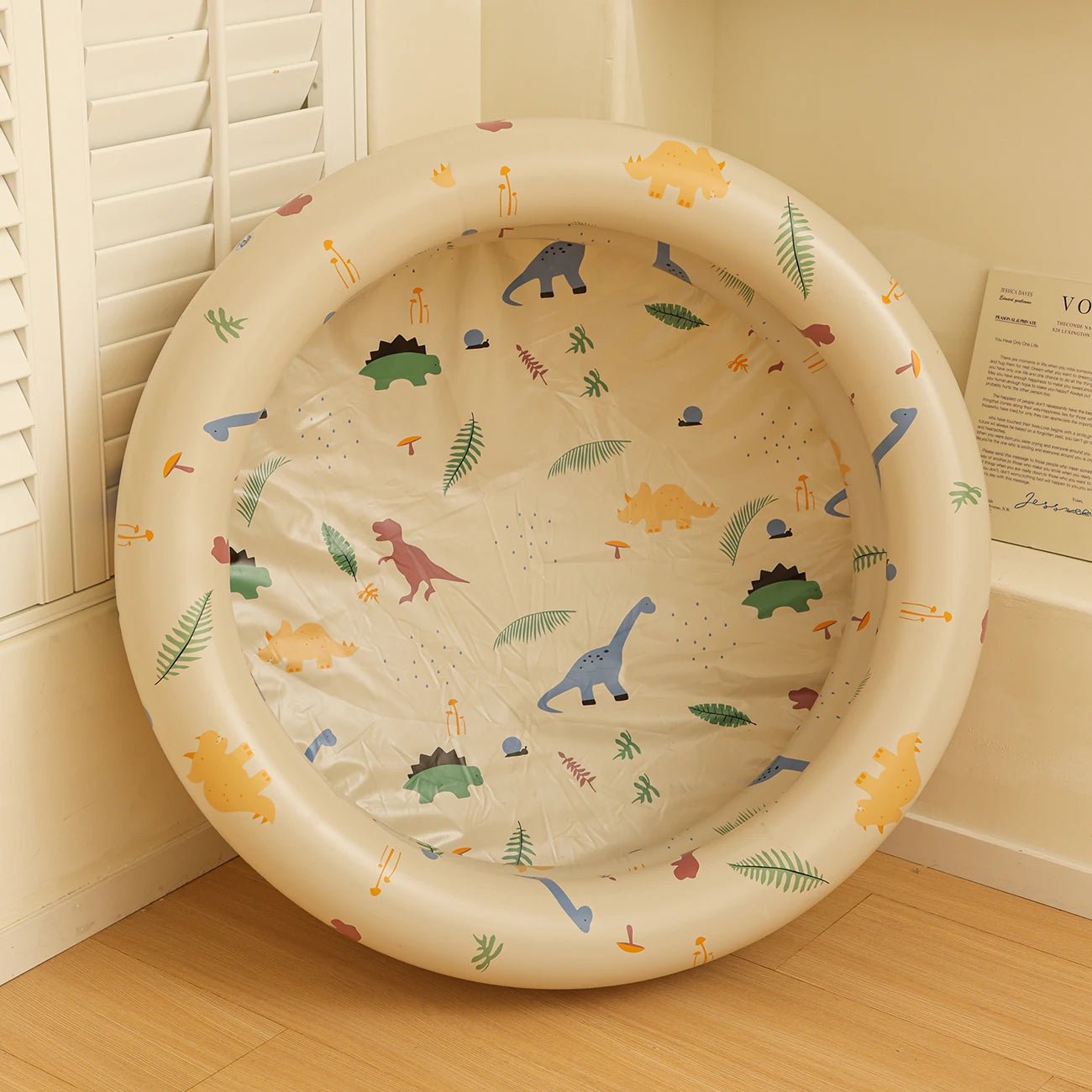 Piscine a balle Rayures vintage dino beige